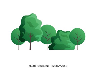 Flat style green trees in park or forest vector illustration