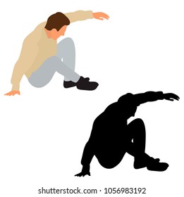 flat style guy fell, on white background