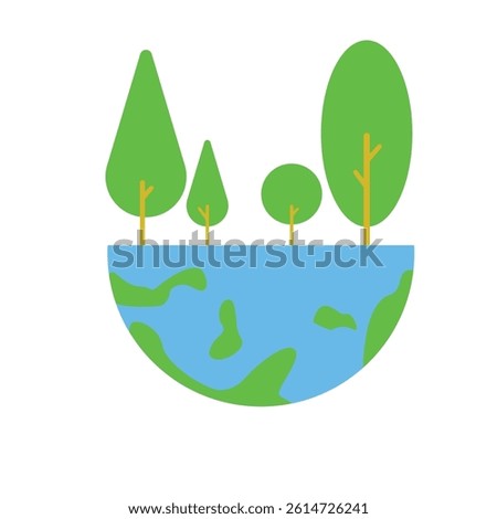 flat style half earth illustration with a touch of childlike drawing for earth day