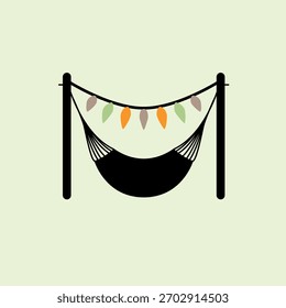 Icono de ilustración de hamaca de estilo plano