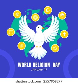 Flat Style Hand Drawn Illustration for World Religion Day Templates