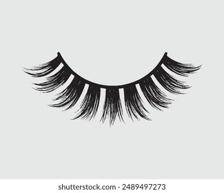 Flat style with hand drawn lashes and brow, eyelash Beauty makeup eyes, Green female eyes with extended eyelashes and eyebrow,.eps
