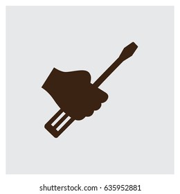 Flat style hand holding wrench icon isolated on a white background. Vector illustration