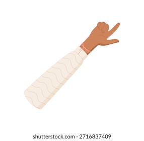 Mão de estilo plano mostrando dois dedos para cima. Pulso e dedos nus formam o número dois em um gesto para contagem. Conceito de mão humana em estilo mínimo, ideal para educação, matemática e projetos gráficos.