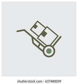 Flat style hand trolley. Vector illustration.