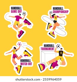 Flat Style Handball Player Social Media Label Background Illustration