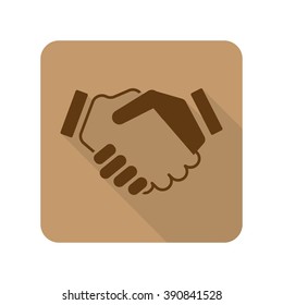 Flat style Handshake Agreement web app icon on light brown background