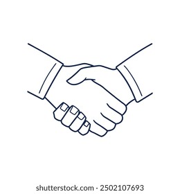 Flat style handshake vector line art illustration