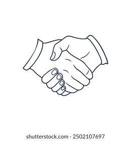 Flat style handshake vector line art illustration