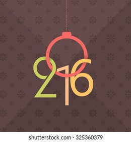 Flat Style Hanging Christmas Balls and 2016 Numbers Background