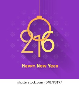 Flat Style Hanging Christmas Balls and 2016 Numbers Background Design