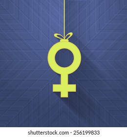 Flat Style Hanging Icon Female Women's Day Background