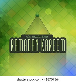 Flat Style Hanging Text Ramadan Kareem - Arabic "Eid Mubarak", "be Blessed" English