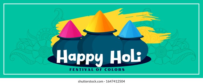 flat style happy holi festival banner design