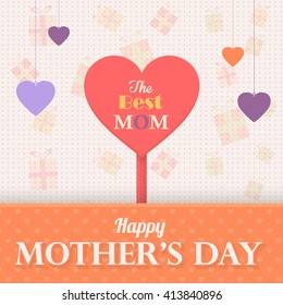 Flat Style Happy Mother's Day Background Design. Announcement and Celebration Message Poster, Flyer Template