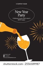 Flat Style Happy New Year 2025 Illustration for Festive Designs Flyer