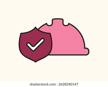 Flat style hard hat icon symbolizing safety and construction. Ideal for industrial, engineering, and workplace safety designs. Fully scalable vector