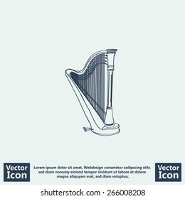 Flat style harp  icon