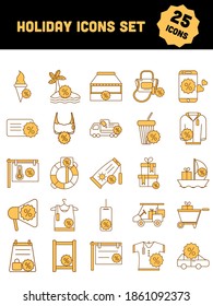 Flat Style Holiday Icons Set On White Background.