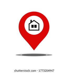 
icono de ubicación del hogar de estilo plano. mapas digitales y temas de construcción