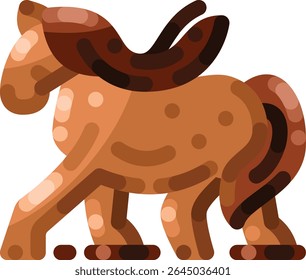 Flat style horse icon with clean lines and simple colors. Ideal for farm illustrations, animal icons, rural scenes, equestrian themes, and children’s educational designs.