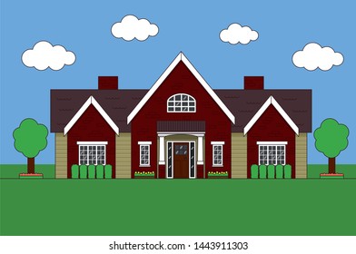 flat style house with garden 