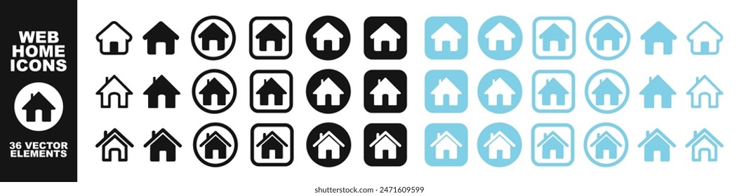 Flat style houses symbols for apps and websites. Collection home icons. House symbol