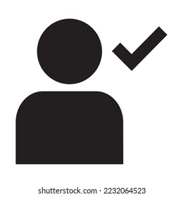 Flat style human icon illustration with tick symbol,friendship success, isolated on white background.