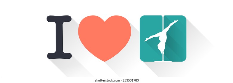 Flat style "I love pole dance" badge.
