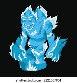 flat style ice blue golem