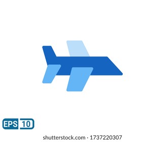 flat style icon of airplane isolated on white background. Editable color. EPS 10