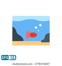 flat style icon of aquarium isolated on white background. Editable color. EPS 10