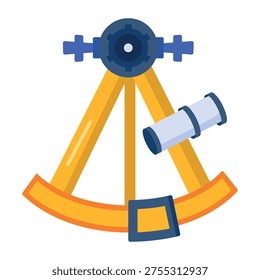 A flat style icon of an astronomy sextant