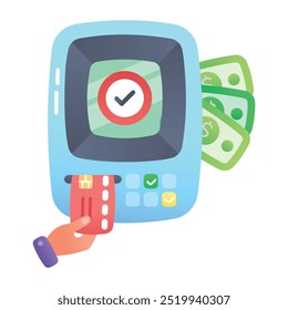 A flat style icon of atm withdrawal