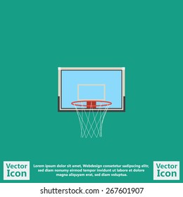 Flat style icon with basketball hoop symbol