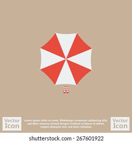 Flat style icon with beach umbrella and slippers symbol