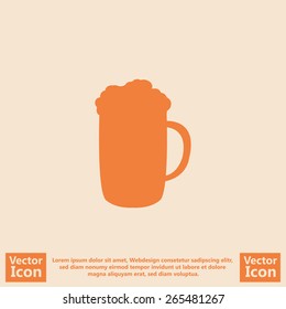 Flat style icon with beer mug symbol