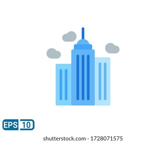 flat style icon of building apartment home. vector illustration isolated on white background. Editable color. EPS 10