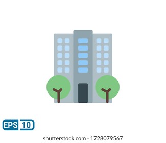 flat style icon of building apartment home. vector illustration for graphic design, website, UI isolated on white background. Editable color. EPS 10