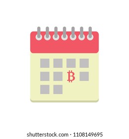 Flat style icon with calendar and bitcoin, payday