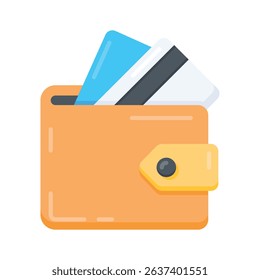 A flat style icon of card wallet looks professional