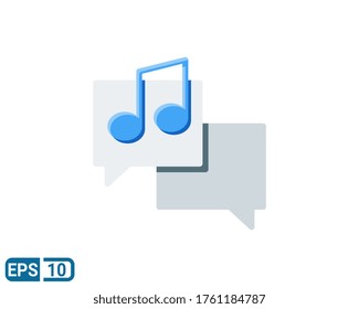 flat style icon of chat about music style isolated on white background. Editable color. EPS 10