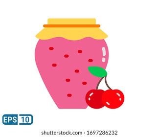 flat style icon of Cherry compote on white background. Editable color. EPS 10 
