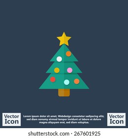 Flat style icon with christmas tree symbol