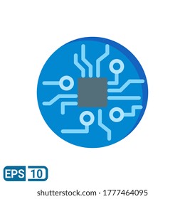 icono de estilo plano de la tarjeta de circuitos. ilustración vectorial para diseño gráfico, sitio web, interfaz de usuario aislada en fondo blanco. EPS 10
