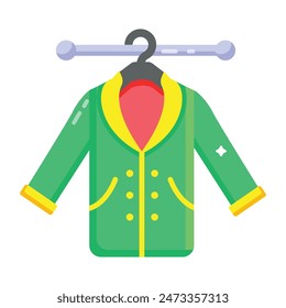Un icono de estilo plano de abrigo limpio 
