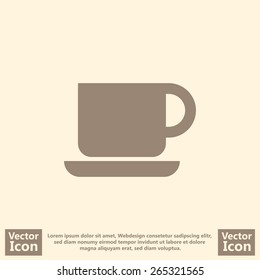 Flat style  icon with coffee cup symbol