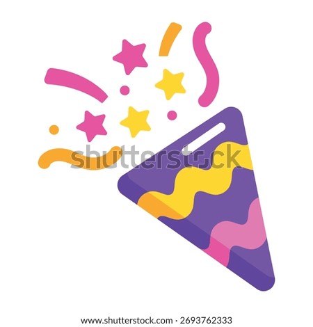 A flat style icon of colourful christmas confetti
