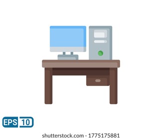 flat style icon of computer isolated on white background. Editable color. EPS 10