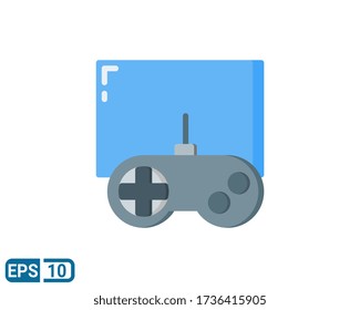 flat style icon of console and tv isolated on white background. sign illustration for website, graphic design, UI. Editable color. EPS 10